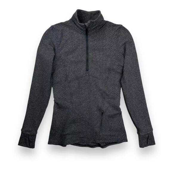 Lululemon Kanto Catch Me 1/2 Zip Herringbone Heathered Black Black Slate… - Picture 3 of 13